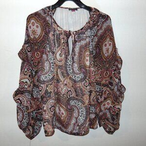 Vince Camuto Womens Top Size Medium Long Sleeve Blouse Floral